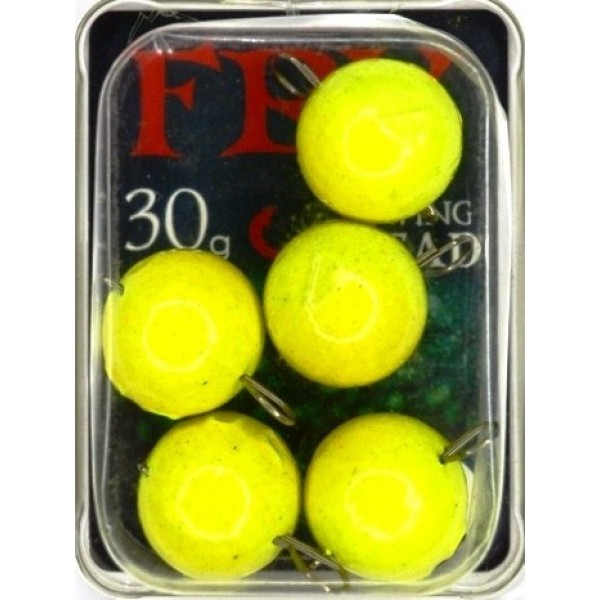 Рибальське грузило, вухатий, розбірне, 5шт/уп, колір Lime, вага 30г